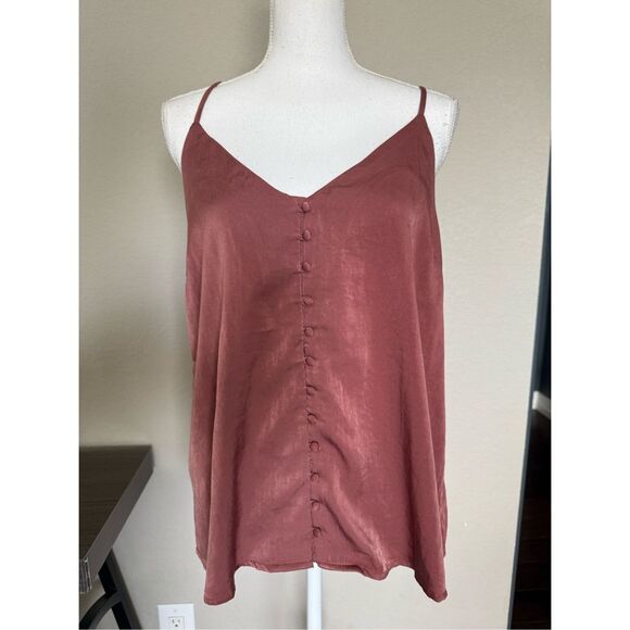 Lumiere Tops - Lumiere Silky Soft Button Up Rust Color Tank Top Large